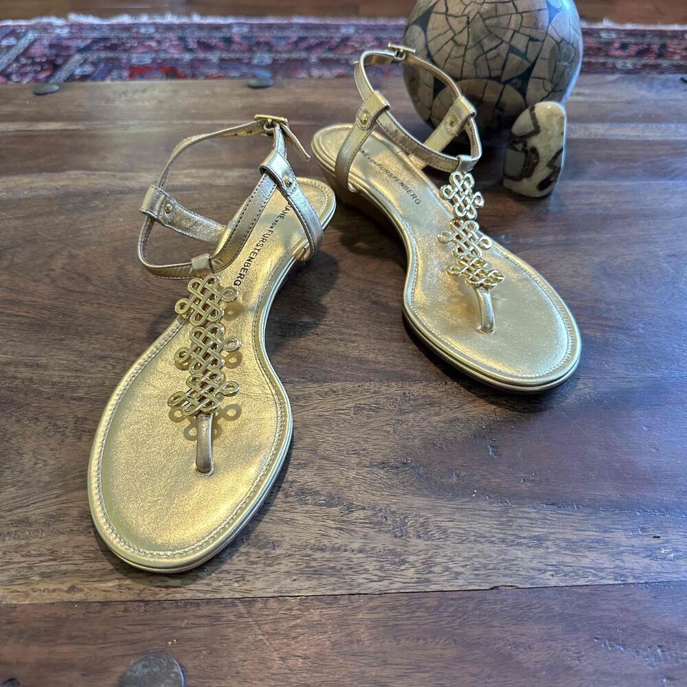 Diane Von Furstenberg Gold Sandals